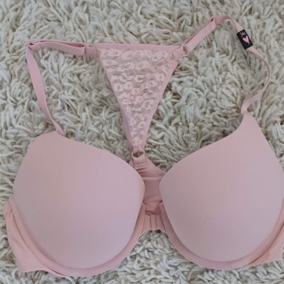 Victoria’s Secret 34C Pink Lace Racerback T-Shirt Push-Up Bra NWT $36.50 - Picture 1 of 6